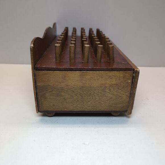 Vintage Wooden Sewing Box Bobbin Holder Spool Drawer Pegs - Picture 8 of 15